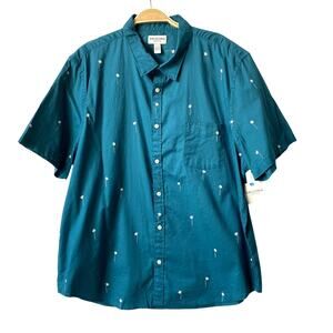 Arizona Jean Co Embroidered Shirt Women XXL‎ Blue Floral Button Up Cottage NWT